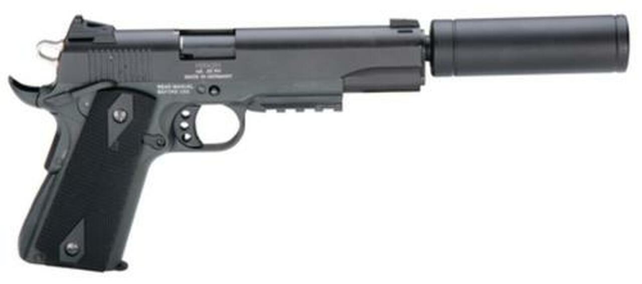 American Tactical, M1911, 22 LR, 5" Barrel, Blued, Wood Grips, 10Rd, Threaded ATI American Tactical Imports