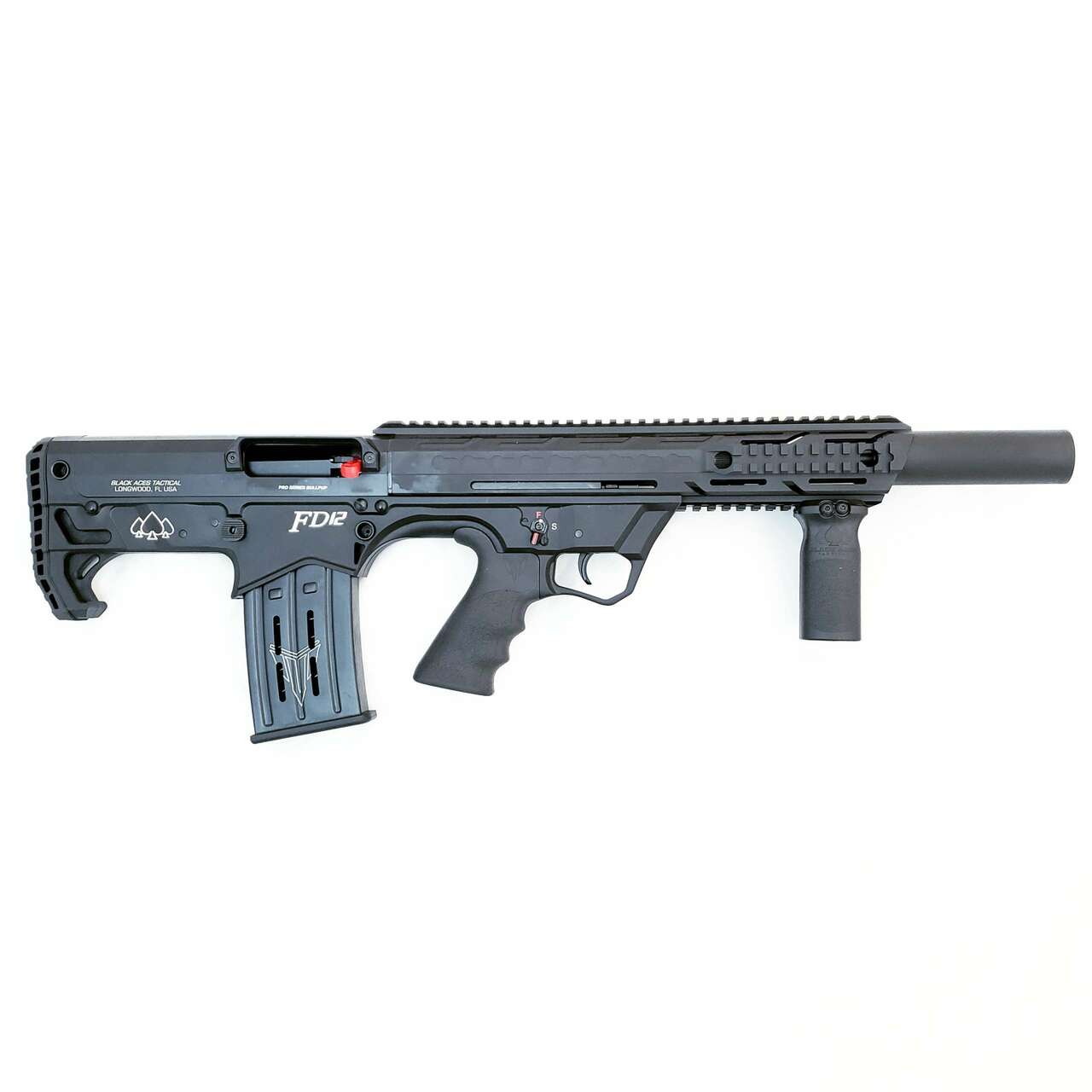 Black Aces Tactical Bullpup 12 Gauge, 18.5 Inch Barrel. 2 - 5 rnd Mags, Black Synthetic