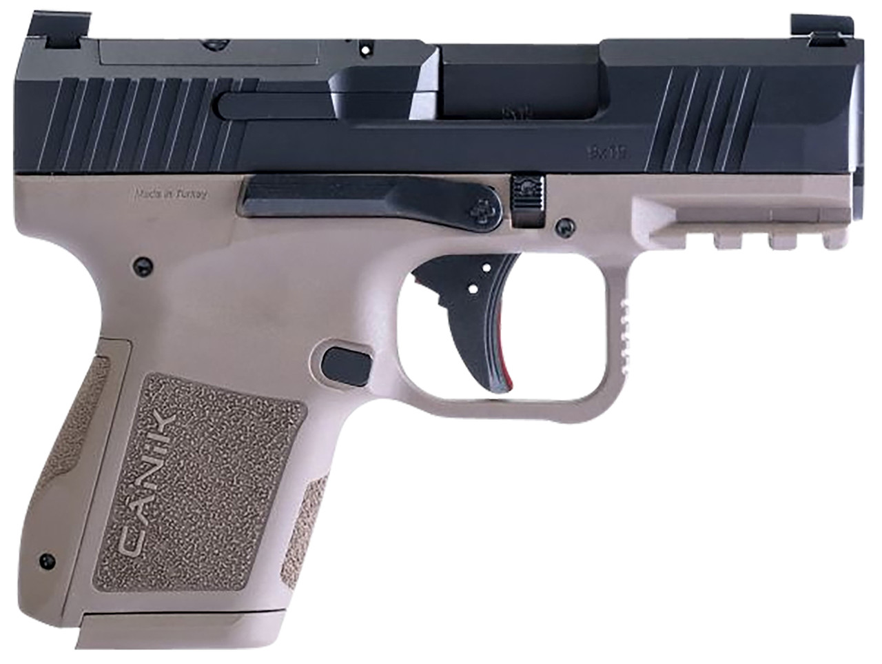 Canik METE MC9 9mm, 3.18" Barrel, Flat Dark Earth Frame, Black Slide, 15rd Canik