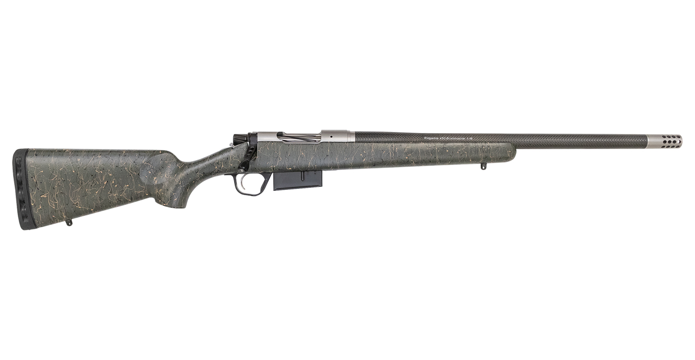 Christensen Arms Ridgeline 450 Bushmaster Bolt-Action Rifle with Green/Black, Brown Web Stock