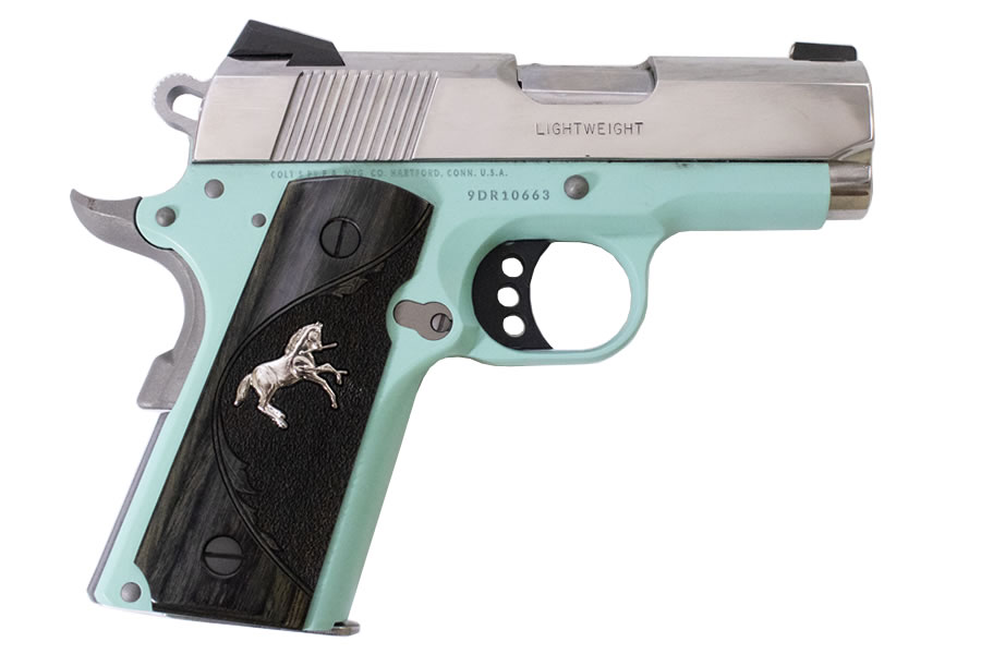 Colt Defender 9mm with Robins Egg Blue Cerakote Frame