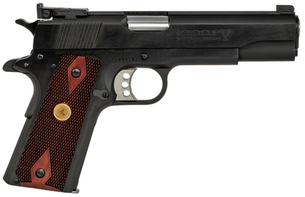 Colt Gold Cup National Match 1911 38 Super, 5" Barrel, Steel Frame, Blued, Rosewood Grips, Target Sights, 9rd Mag