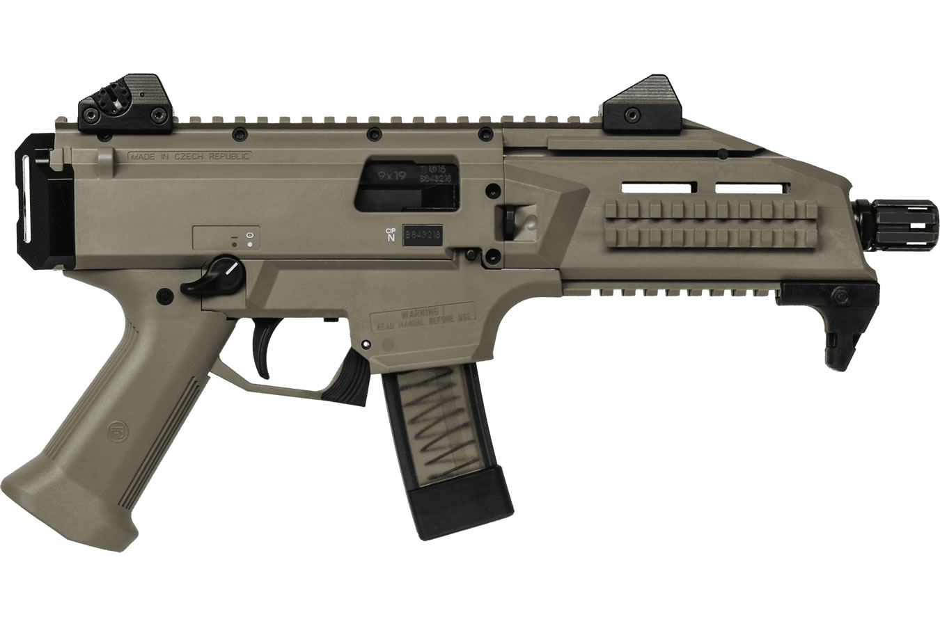 CZ Scorpion Evo 3 S1 Pistol, Flat Dark Earth, 9mm, 1/2x28 Threads 10 rd Mag CZ USA