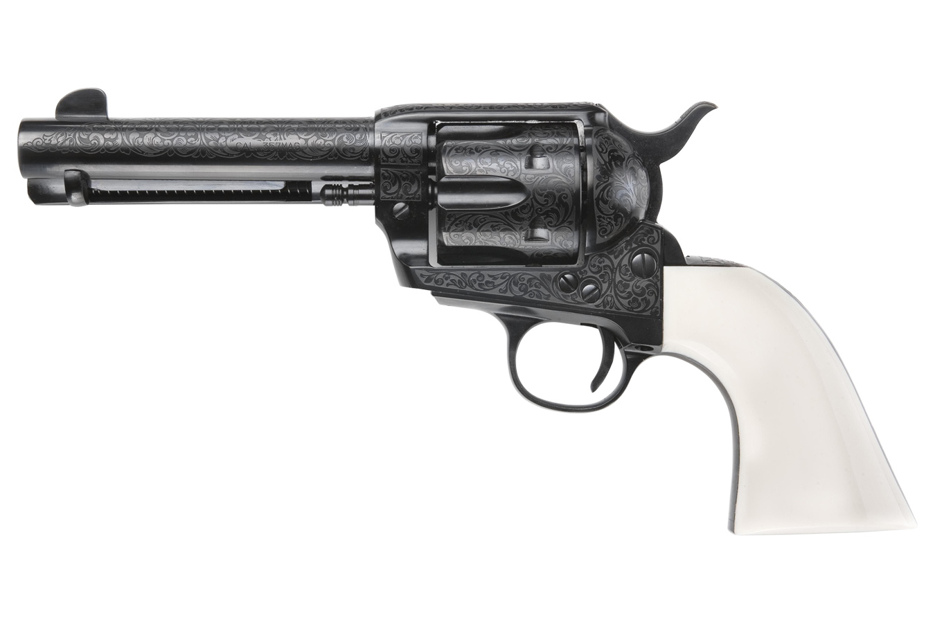 Emf Co The Shootist 45 Colt Single-Action Revolver with Enhanced Engraved Ivory Grips