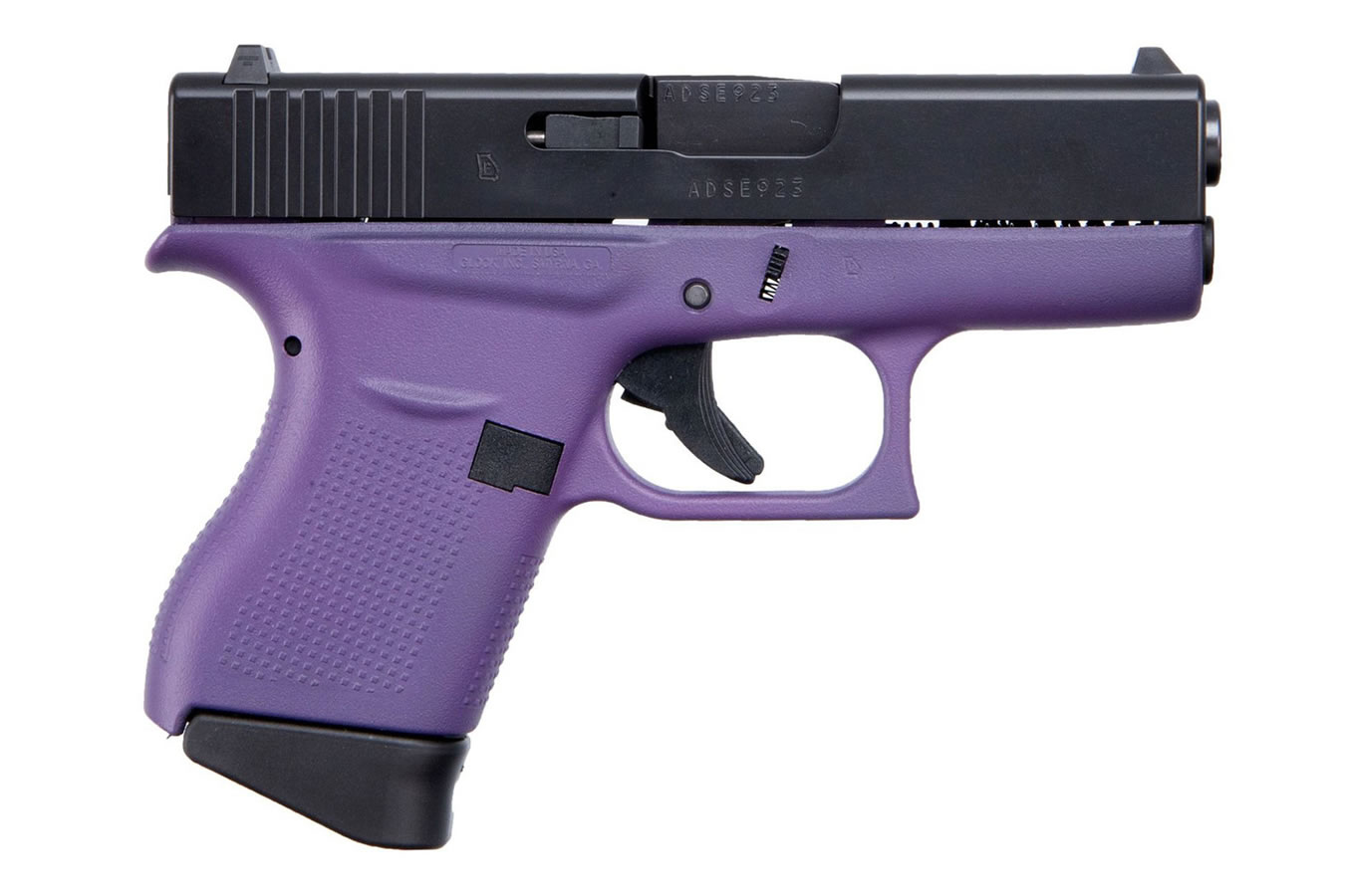 Glock 43 9mm Carry Conceal Pistol with Cerakote Purple Grip Frame