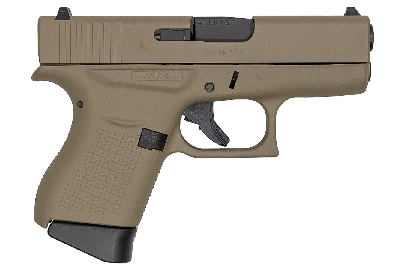 Glock 43 9mm Flat Dark Earth Cerakote Single Stack Pistol (Made in USA)