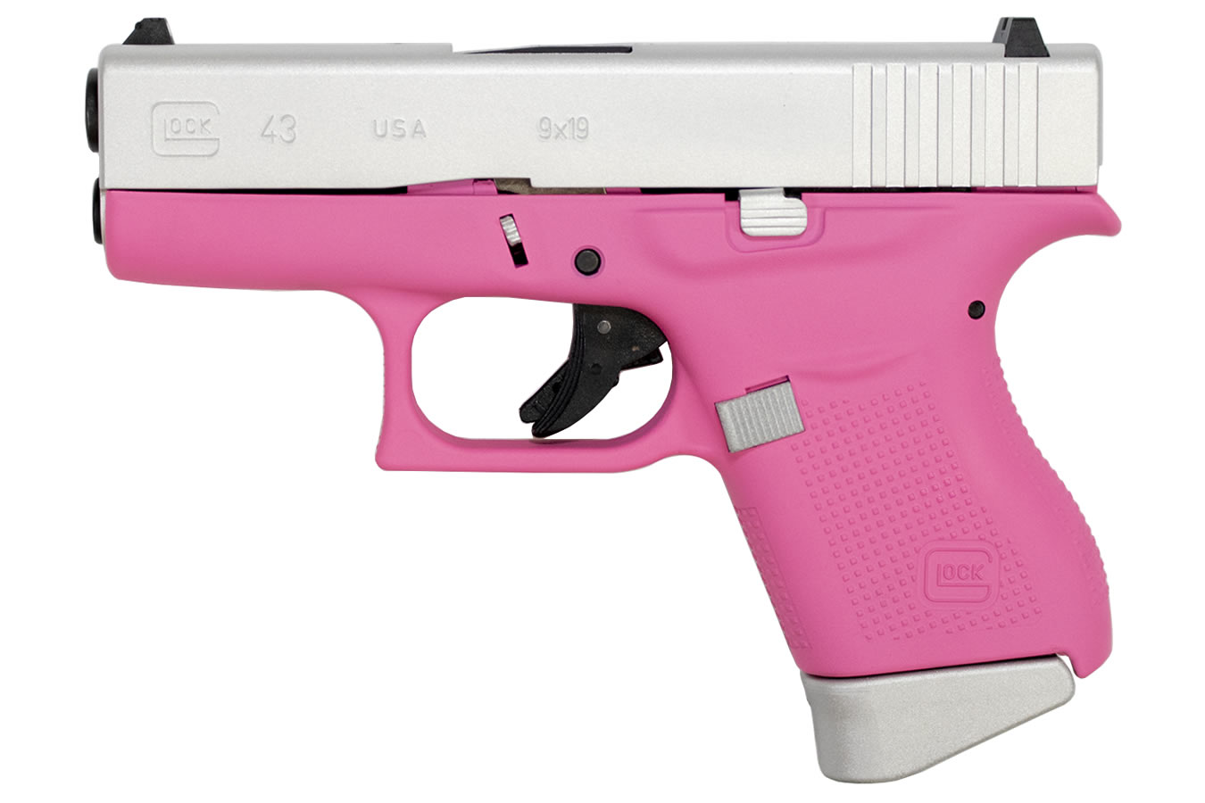 Glock 43 9mm Single-Stack Pistol with Cerakote Pink Frame and Aluminum Slide