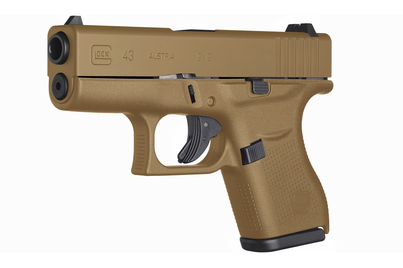 Glock 43 9mm Single Stack Pistol with Combat Coyote Tan Cerakote Finish