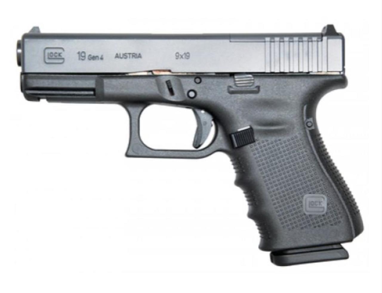 Glock G19 Gen 5 MOS Compact 9mm, 4" Barrel, Black, Fixed Sights, 15rd Glock