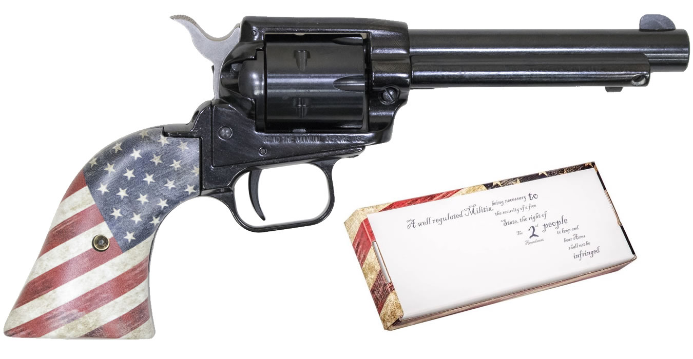 Heritage Rough Rider 22LR Rimfire Revolver with 4.75-Inch Barrel and US Flag Grips