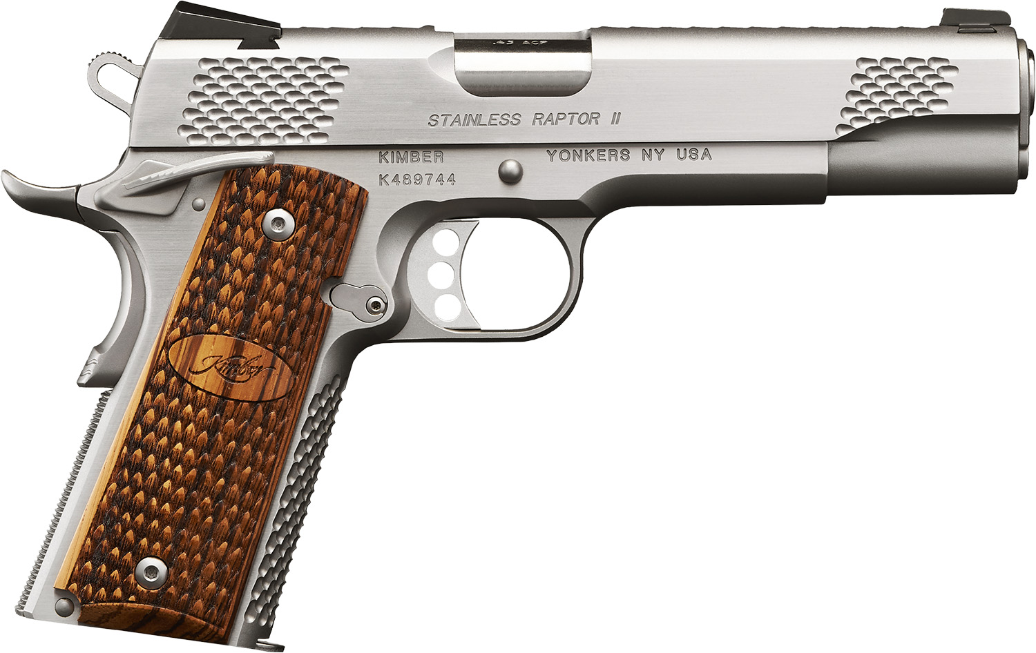 Kimber Stainless II 45 ACP, 5" Barrel, Stainless Steel, Rosewood Grip, 8rd Kimber