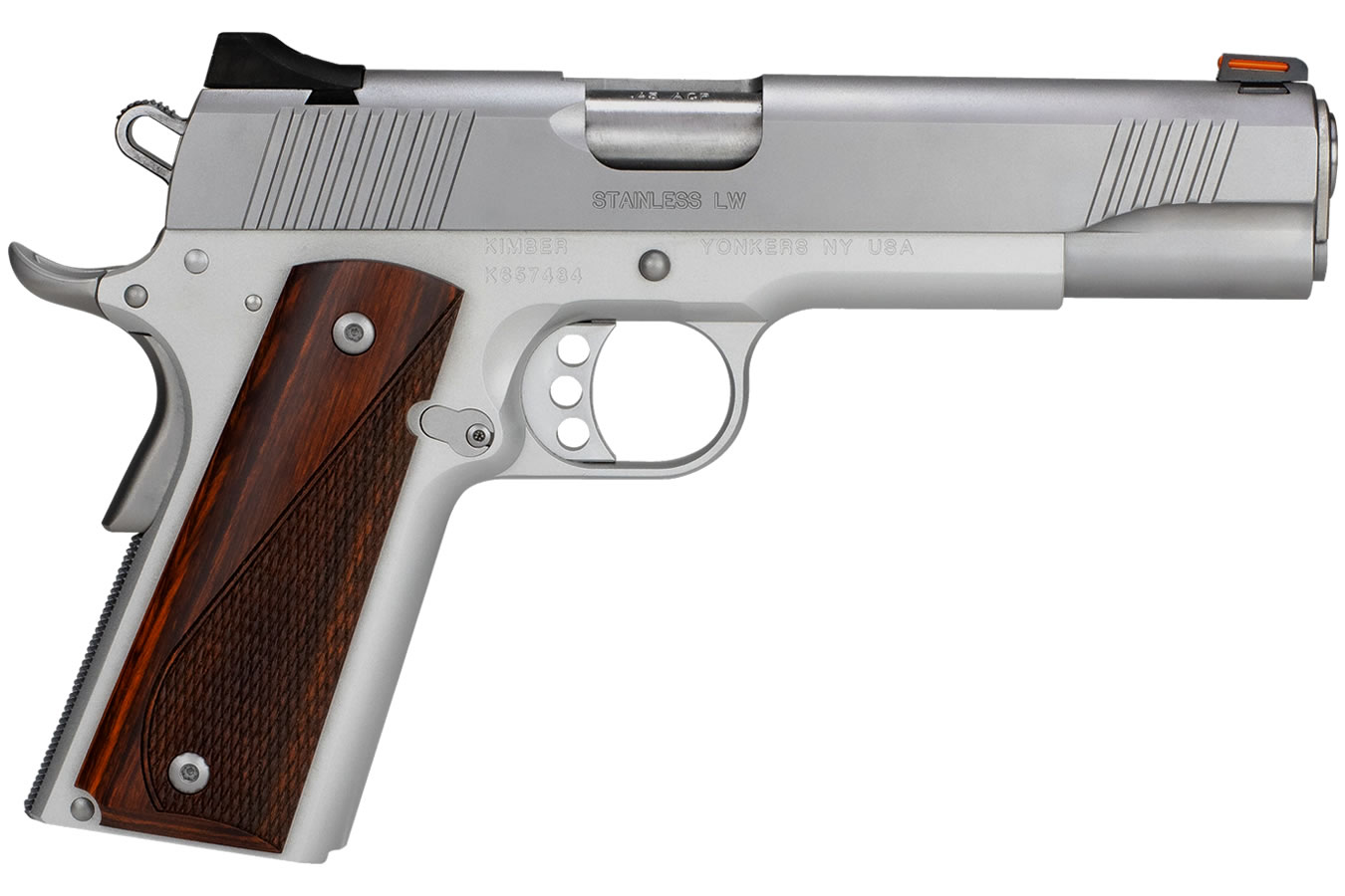 Kimber Stainless LW 45 ACP Pistol with Stainless Small Parts and Cocobolo Laminate Grips