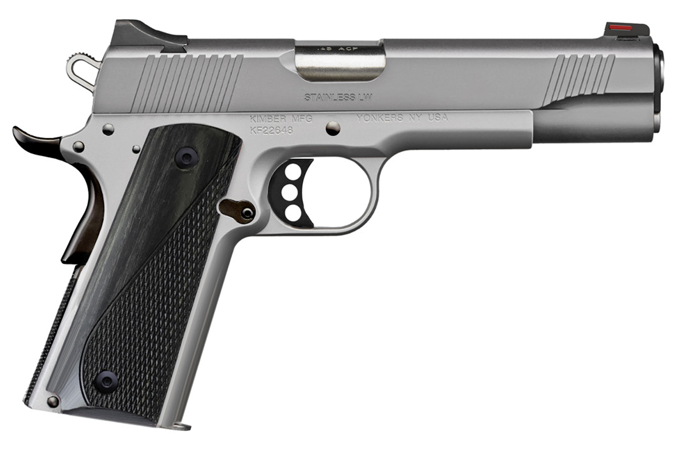 Kimber Stainless LW Arctic 45 ACP Pistol with Blacked Out Small Parts and Gray Laminate Grips