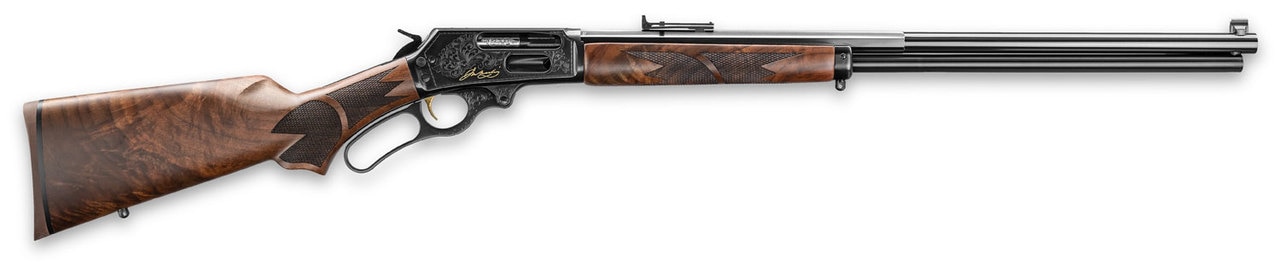 Marlin 1895 444 Marlin 150 Year Anniversary Edition, Engraving Gold Inlay, C-Grade Walnut Pistol S-Grip Stock, 24" Half Octagon/Halfrd Barrel, Skinner Ladder Sights