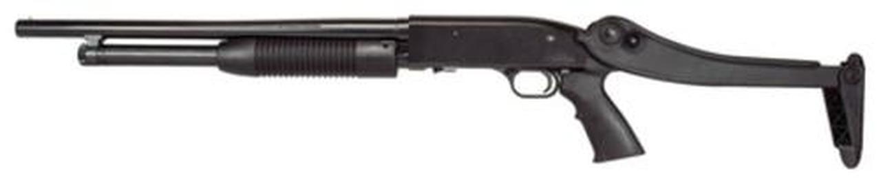 Maverick 88 Security 12 Ga 3" 18.5" Barrel Cylinder Choke Black Synthetic ATI Top-Folding Stock 6rd Maverick Shotguns