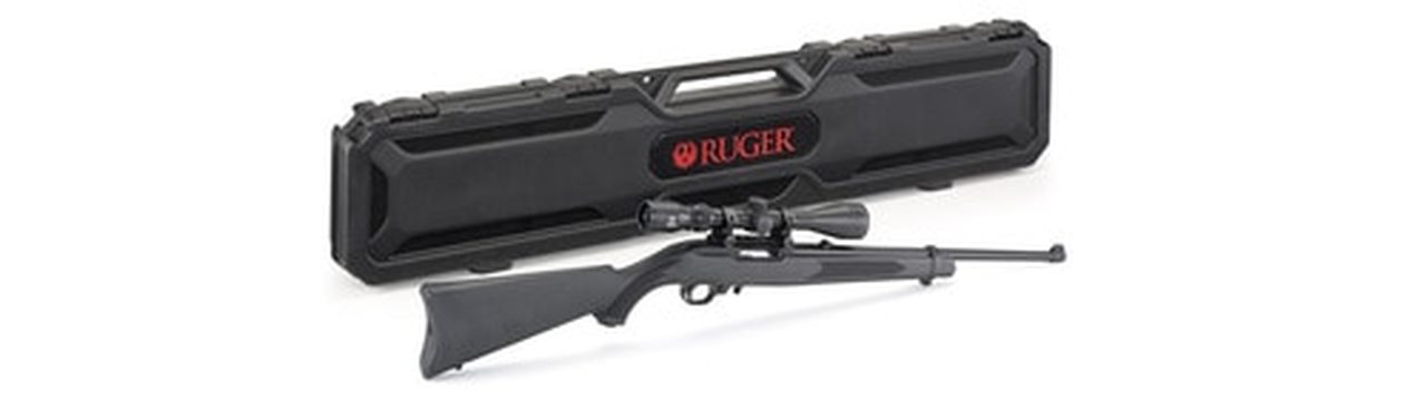 Ruger 10/22 Carbine 22 LR, 18.5" Barrel, Satin Black, Alloy Steel Receiver, Black Synthetic Stock, With Viridian EON 3-9x40 Scope and Ruger Case, 10Rd Rotary Magazine