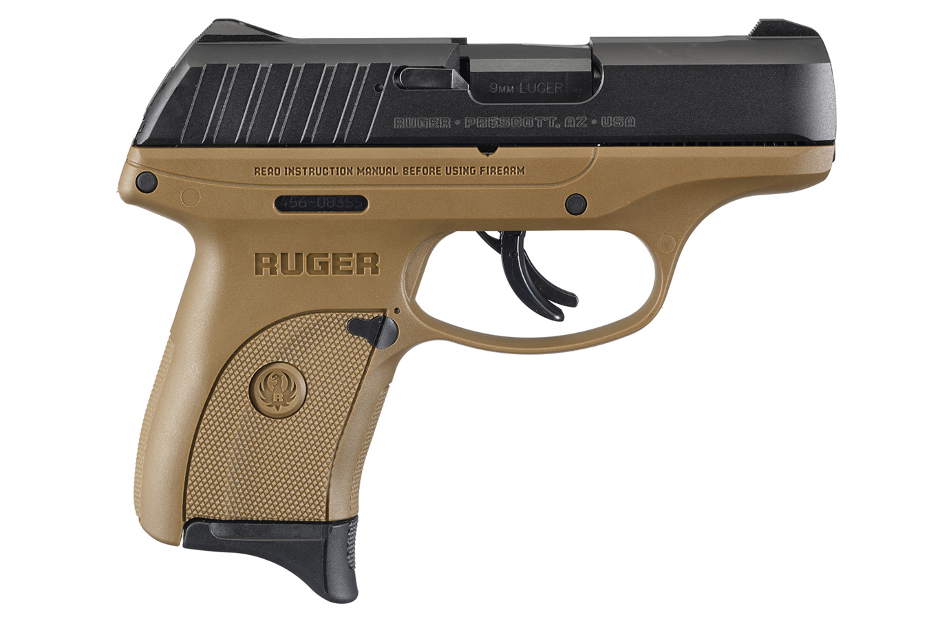 Ruger EC9s 9mm Carry Conceal Pistol with Flat Dark Earth Frame and Black Oxide Slide