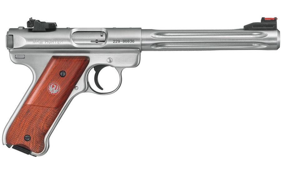 Ruger Mark III 22LR Hunter Rimfire Pistol with Brown Laminate Grips