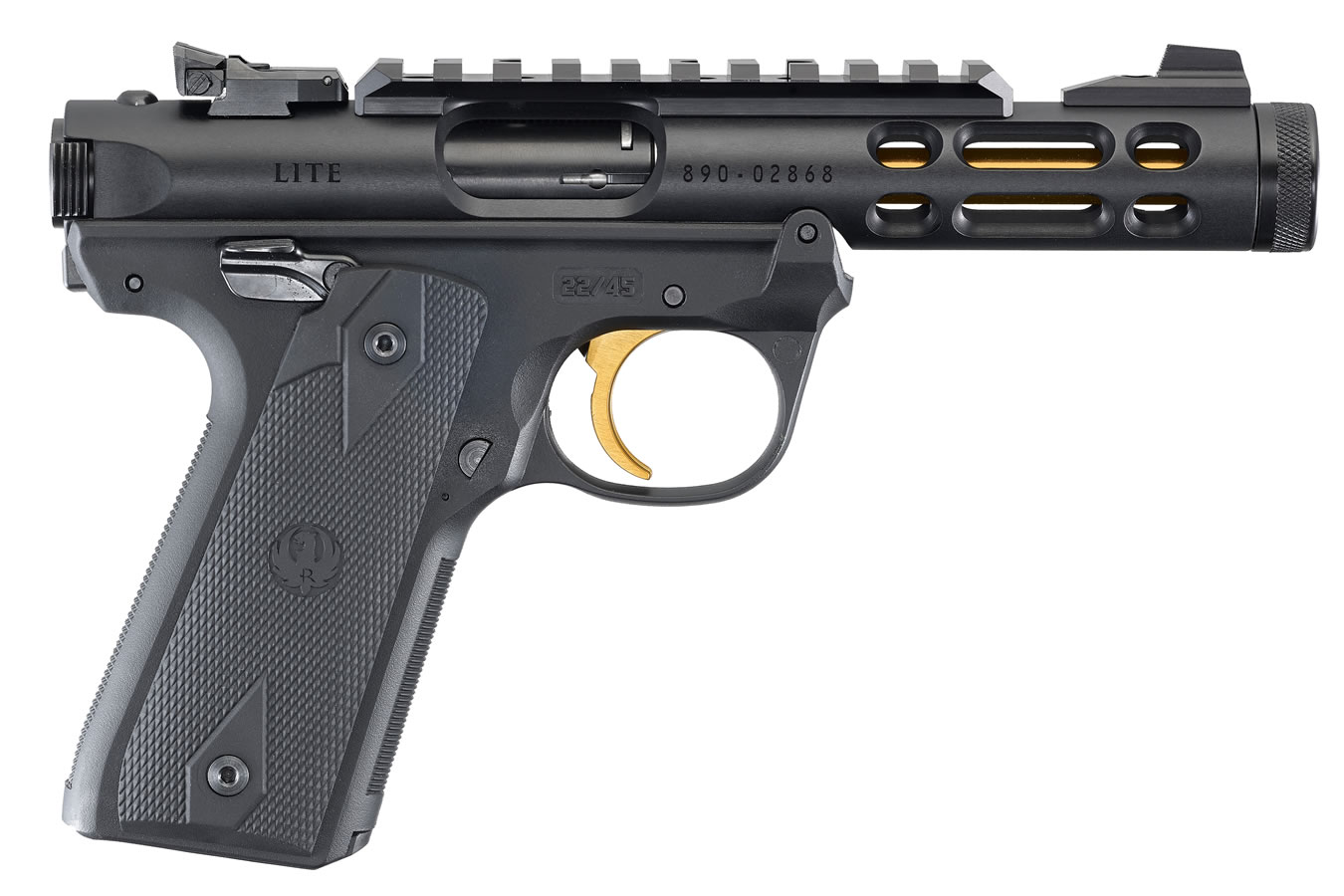 Ruger Mark IV 22/45 Lite 22LR Black with Gold Anodized Threaded Barrel