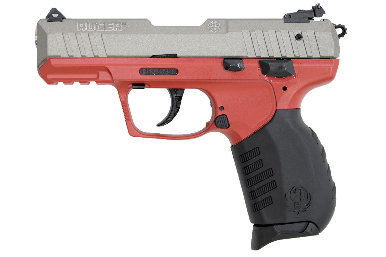 Ruger SR22 22LR Rimfire Pistol with Red Frame and Cerakote Gunmetal Gray Slide