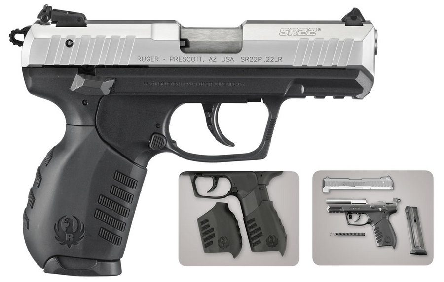 Ruger SR22 22LR Rimfire Pistol with Silver Anodized Slide