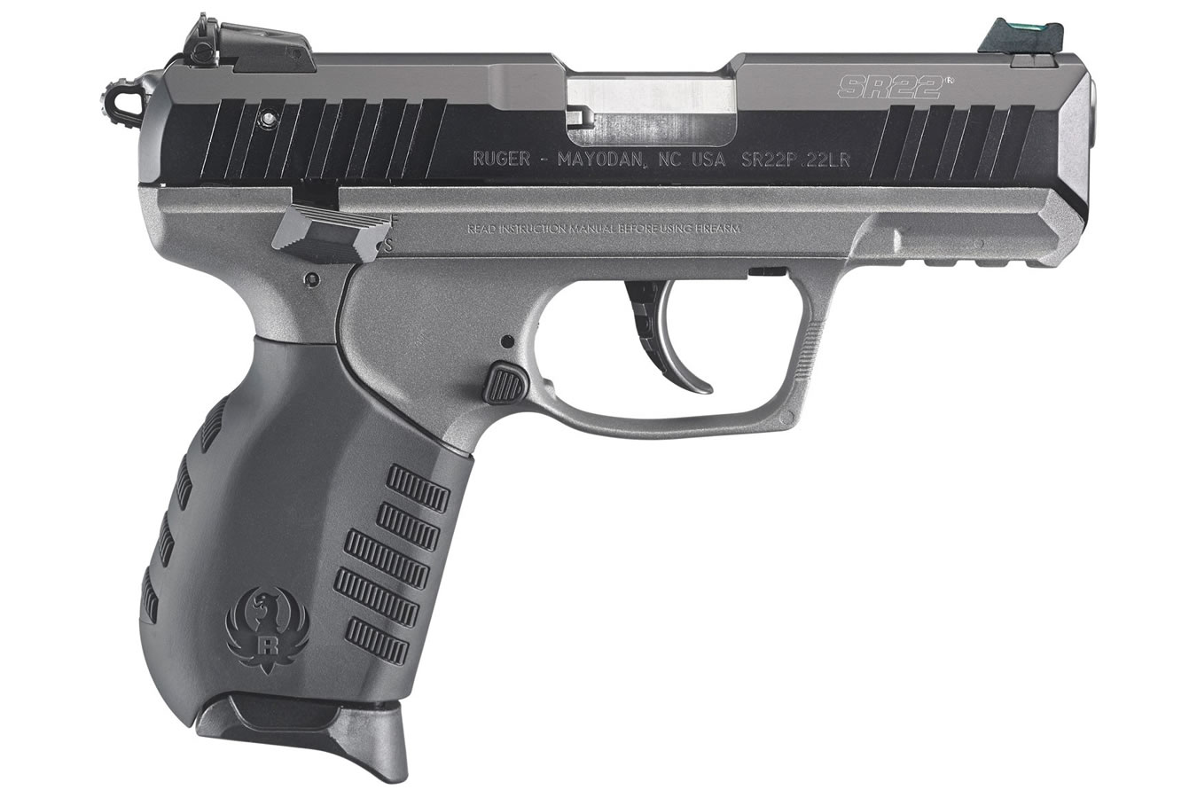 Ruger SR22 22LR with Tungsten Cerakote Grip Frame and Fiber Optic Sight