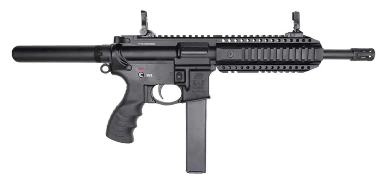 SAR 109T AR-9 Pistol 9mm, 8.6" Barrel, Flip-Up Sights, Black, 3x 30rd