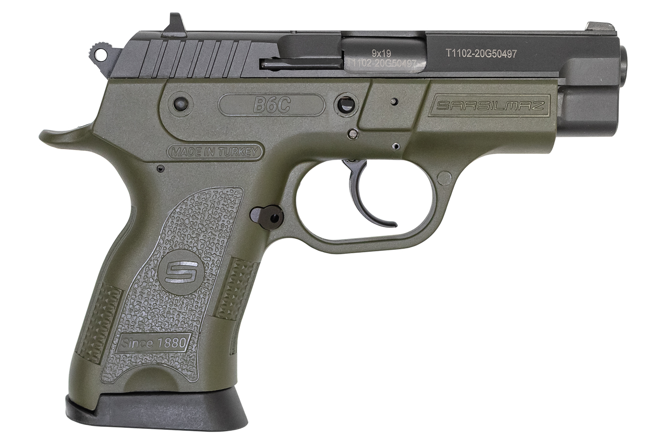 Sar Usa B6C Compact 9mm Pistol with OD Green Frame