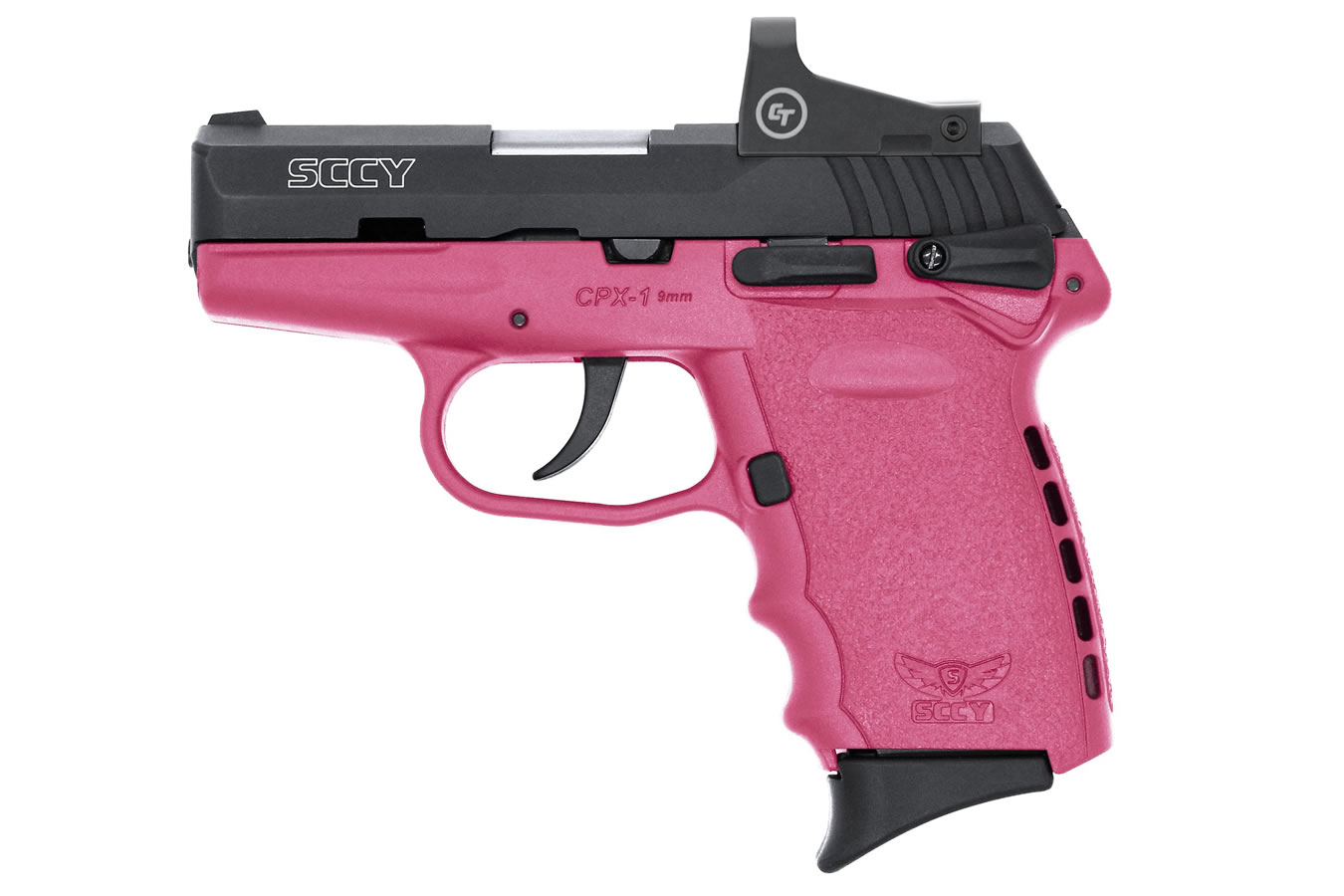 SCCY CPX-1 9mm Pistol with Pink Frame and Crimson Trace Red Dot