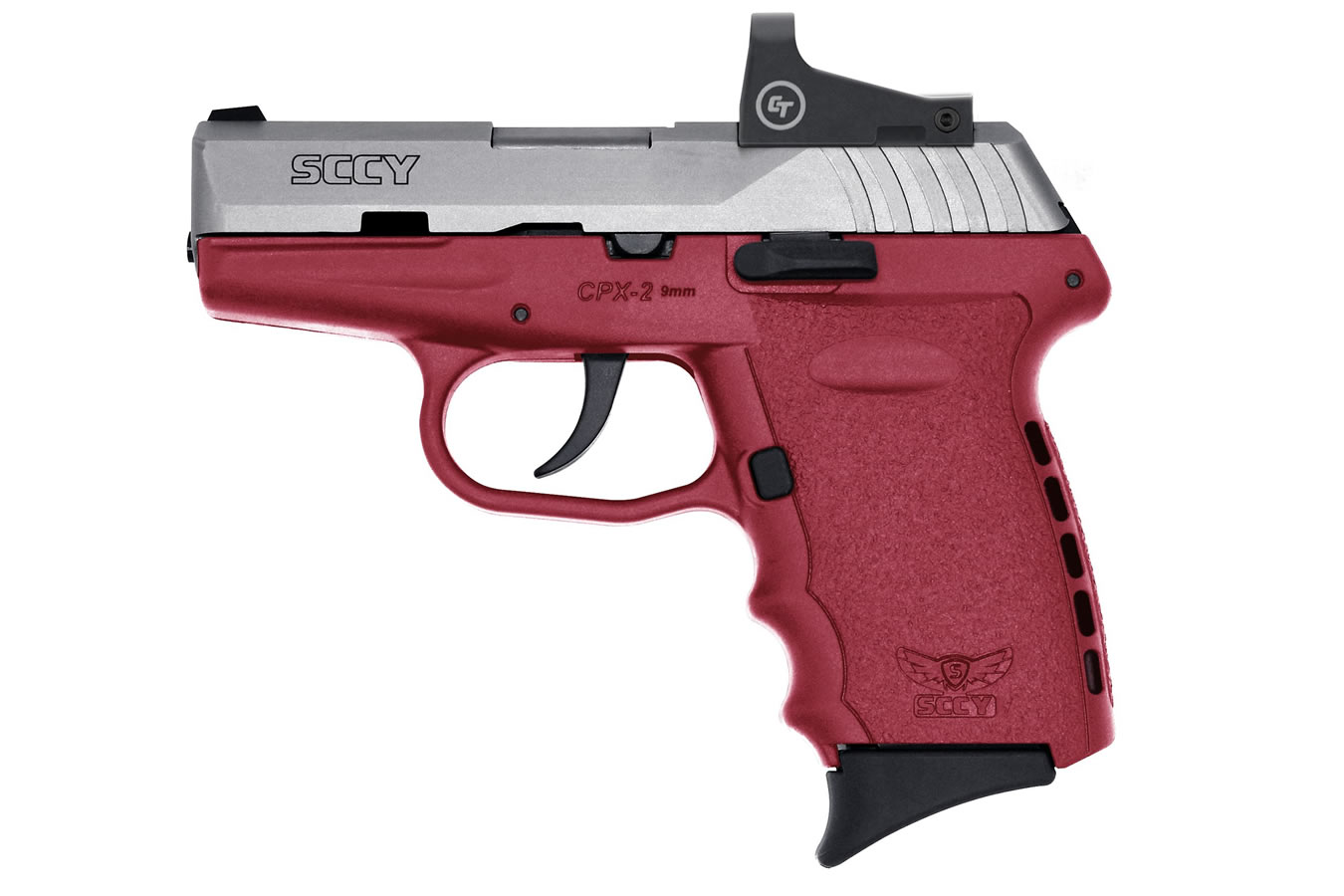 SCCY CPX-2 9mm Pistol with Crimson Frame/Stainless Slide and Crimson Trace Red Dot