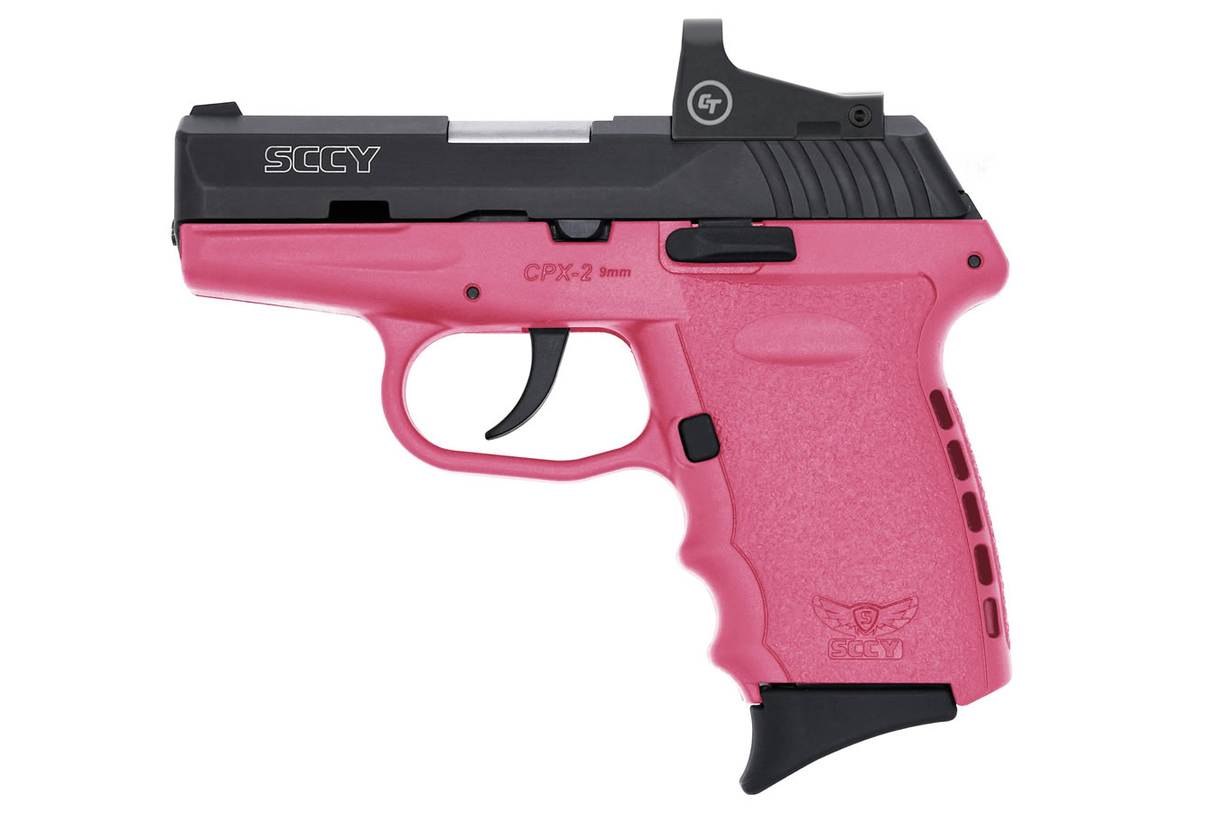 SCCY CPX-2 9mm Pistol with Pink Frame and Crimson Trace Red Dot