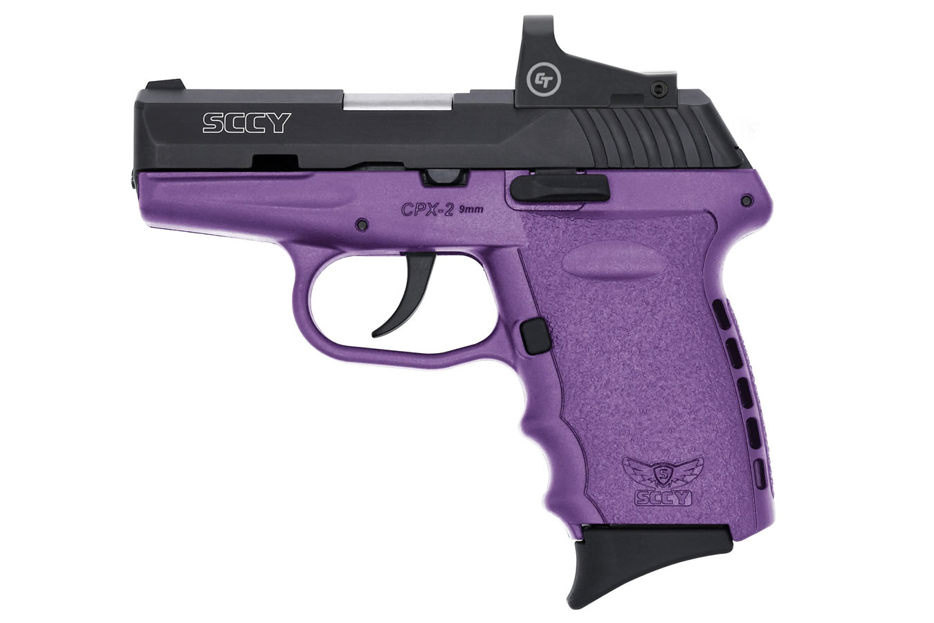 SCCY CPX-2 9mm Pistol with Purple Frame and Crimson Trace Red Dot