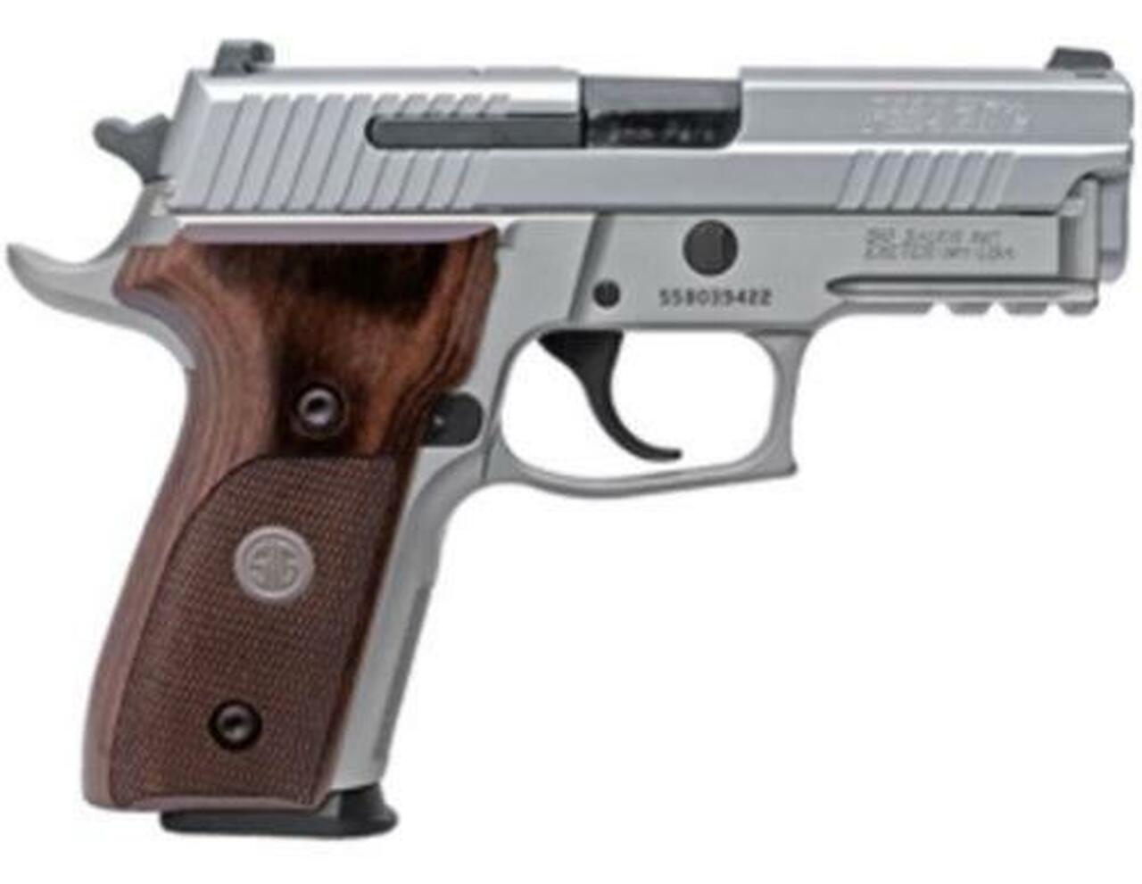 Sig P229 AS Elite 9mm, 3.9", Stainless, Nigh Sights, Wood Grips, 2x15rd