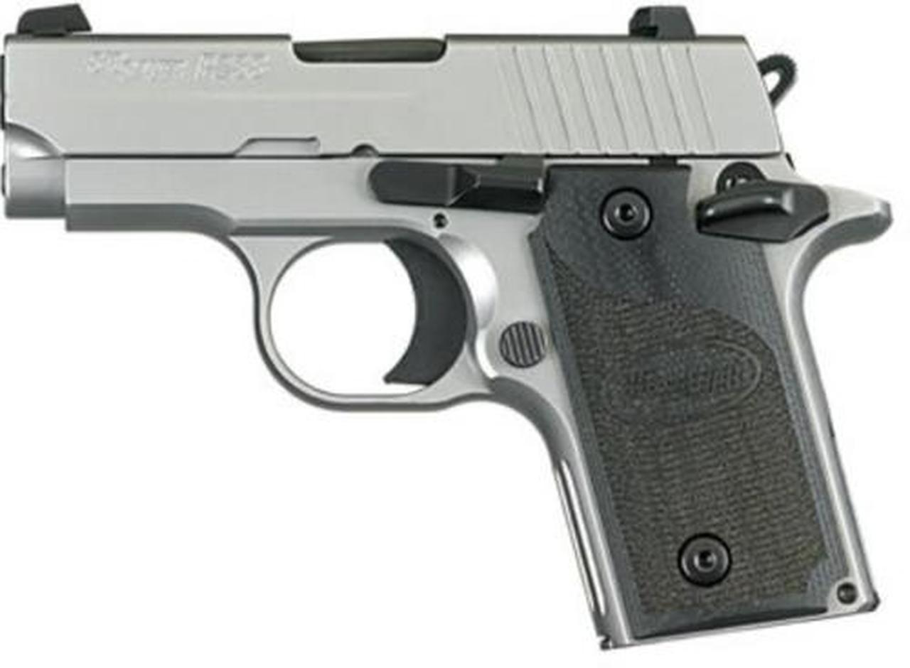 Sig P238 380 ACP 2.7In 2-Tone Black/Stainless SAO Siglite Polymer Grip (1) 6rd Steel MAG CA Compliant Sig Sauer
