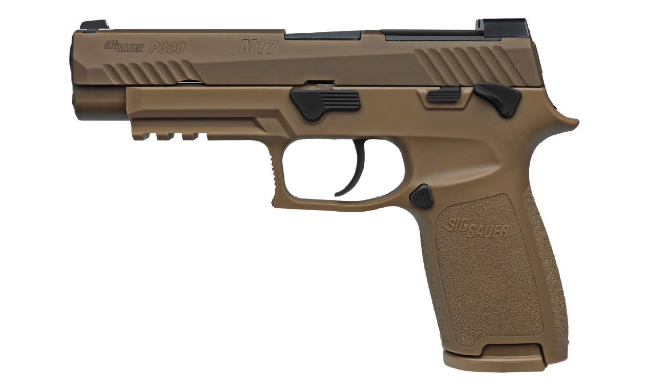 Sig Sauer P320 M17 9mm Full-Size Flat Dark Earth (FDE) Pistol with Manual Safety (One Mag Included)