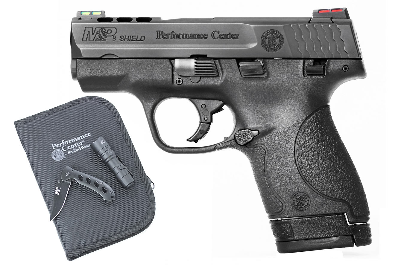 Smith & Wesson M&P9 Shield 9mm Performance Center Ported Everyday Carry Kit with Knife and Flash