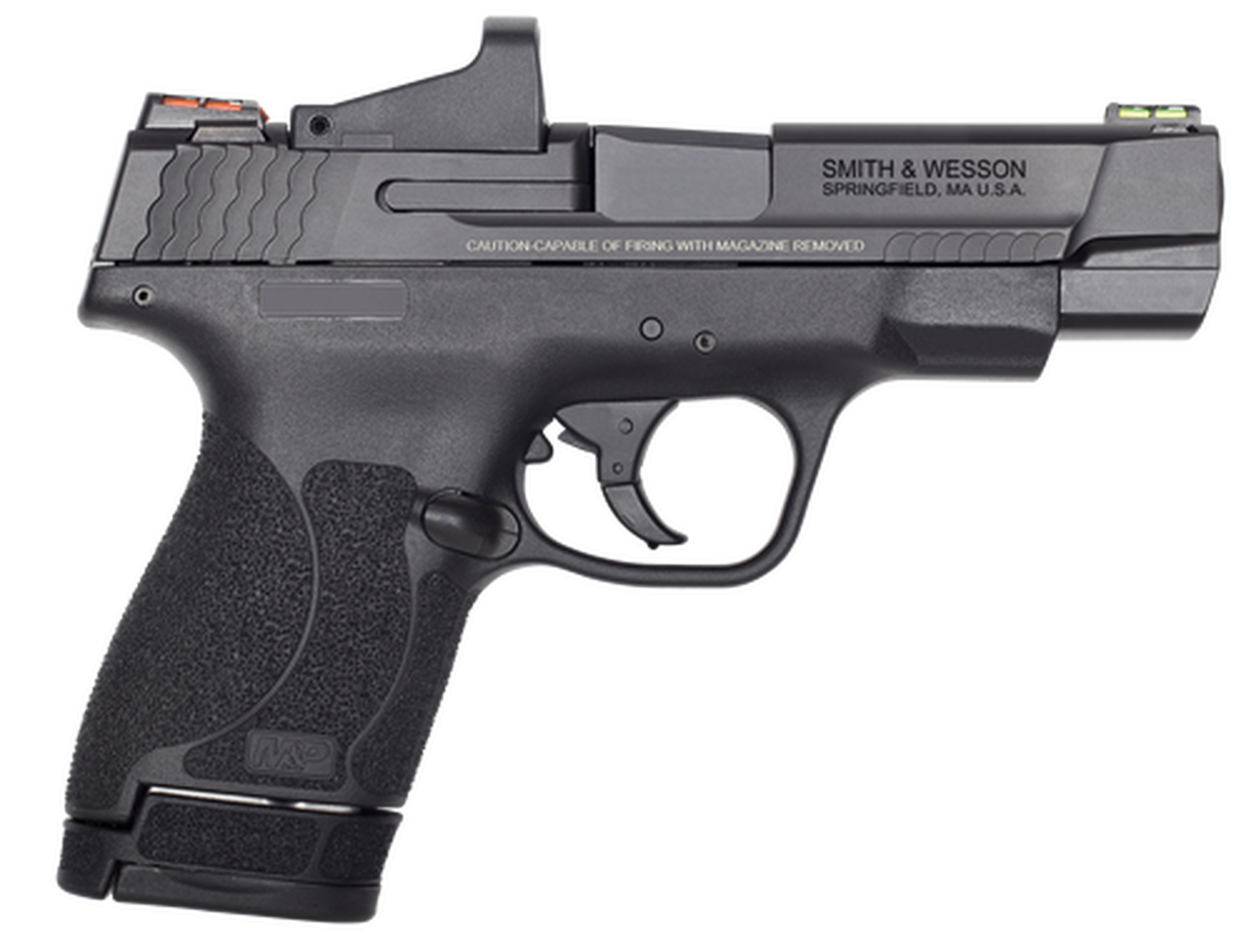 Smith & Wesson Shield M2.0 Performance Center 9mm Double 4" Barrel, Black Polymer Grip/Frame Black Armornite Stainless Steel Slide, 7rd/8rd
