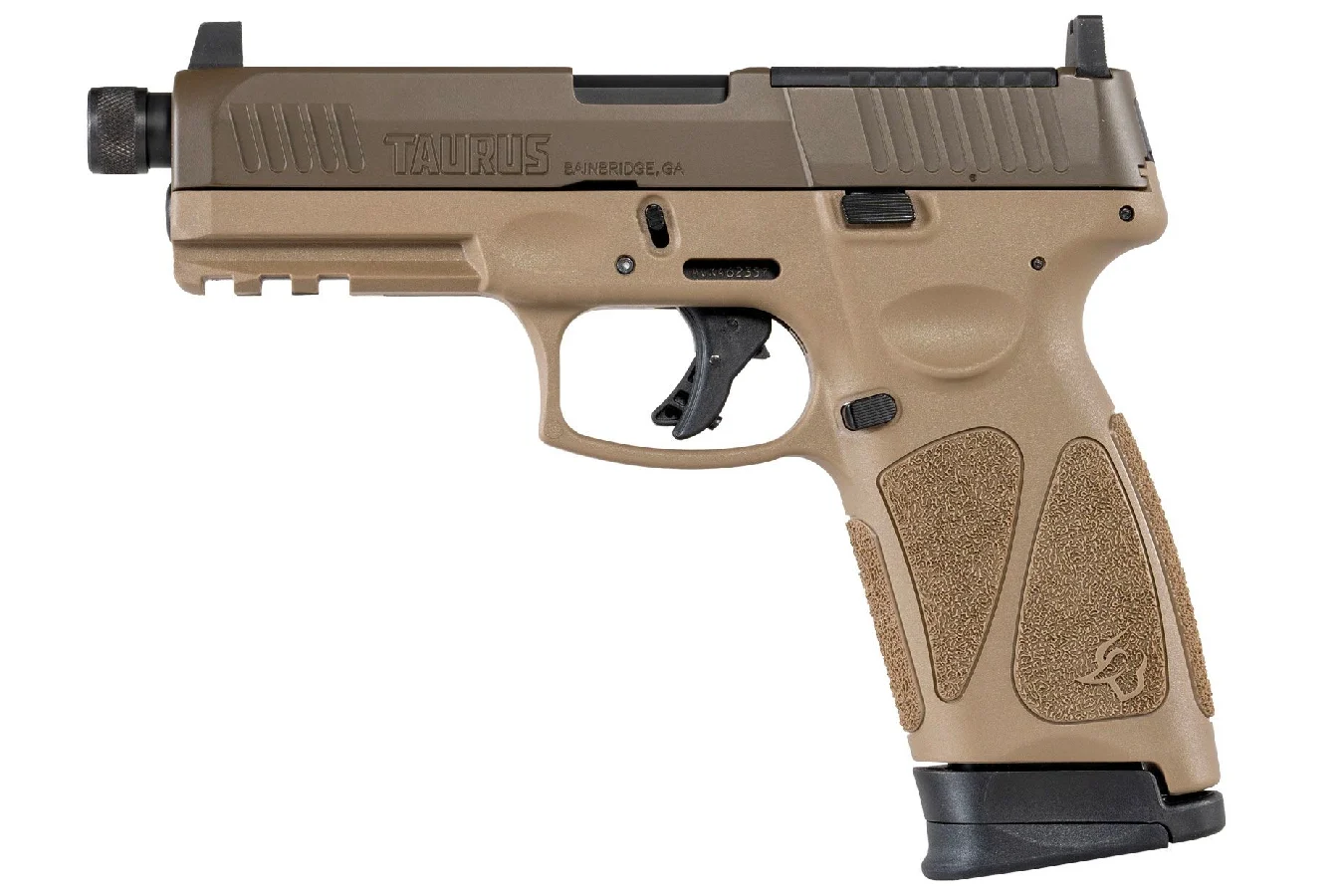 Taurus G3 Tactical TORO 9mm, 4.5" Threaded Barrel, Fixed Suppressor Height Sights, Patriot Brown/Tan, 2x17rd Magazines Taurus