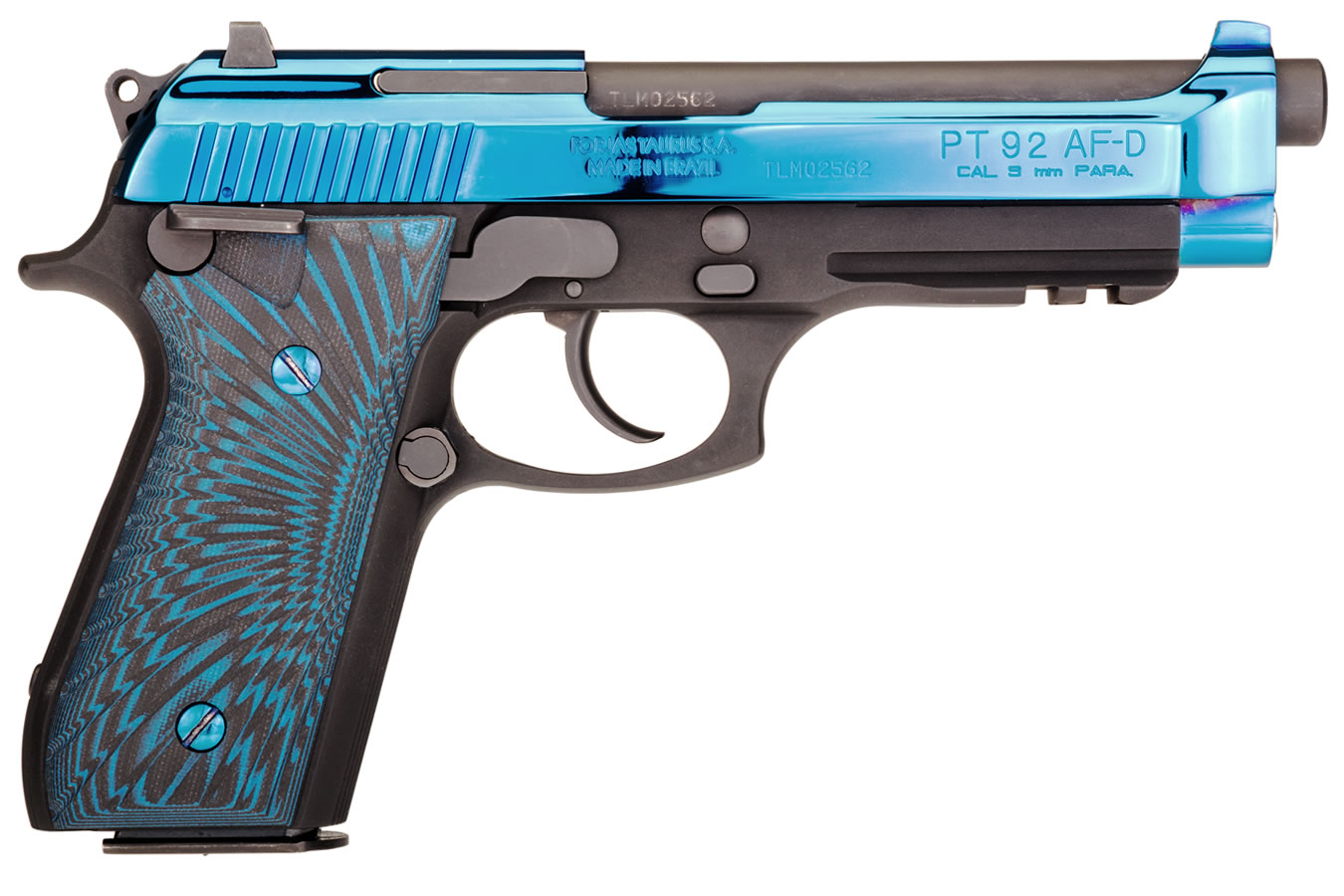 Taurus PT92 9mm Pistol with Blue PVD Slide and G10 Grips