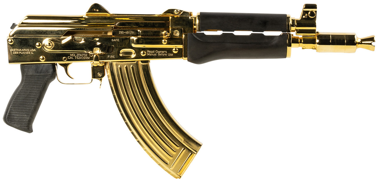 Zastava ZPAPM70 7.62x39, 16.25" Barrel, 24K Gold Plated Barrel/Rec/Mag, 30rd Zastava Firearms